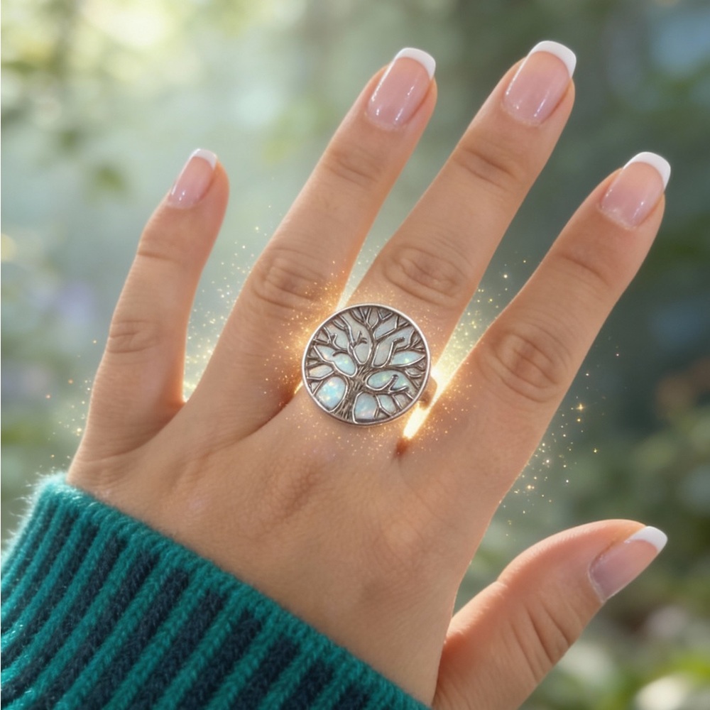 Silver Tree of Life Ring Size 9